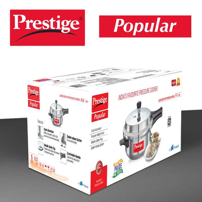 Prestige Popular Virgin Aluminium Senior Deep Pan Outer Lid Pressure Cooker, 6 L (Silver) | Eachdaykart