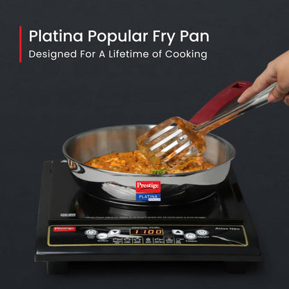 Prestige Platina Popular Stainless Steel Unique Impact Forged Bottom Fry Pan 22cm (1.9 L) (Silver)