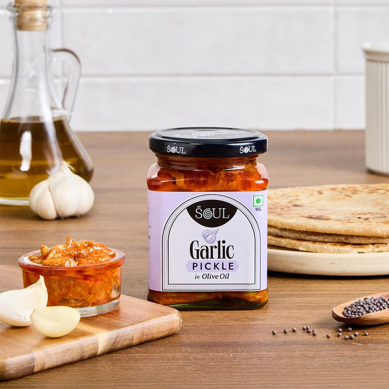Soul Garlic Pickle in Olive Oil 275 Grams - A Flavorful Blend of Garlic Infused in Premium Olive Oil