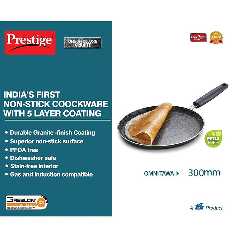 Prestige Omega Deluxe Granite Dosa Tawa | Black | 30cm