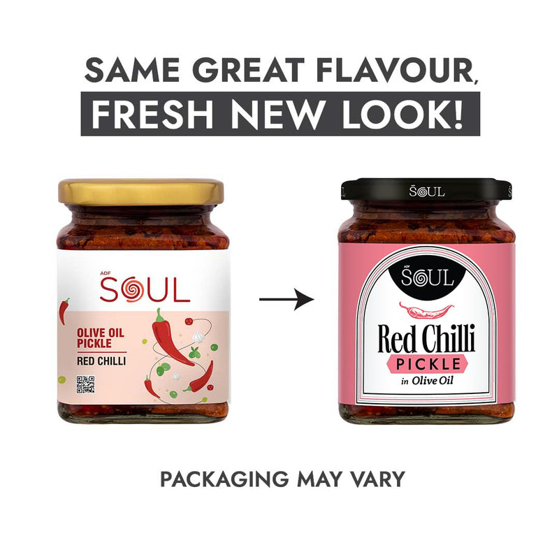 Soul Red Chilli Pickle in Olive Oil 265 Grams - A Fiery Fusion Infused with Premium Olive Oil