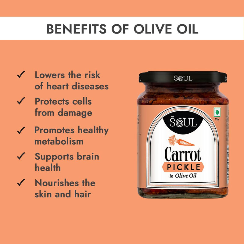 Soul Carrot Pickle in Olive Oil 265 Grams - A Flavorful Fusion Infused with Premium Olive Oil