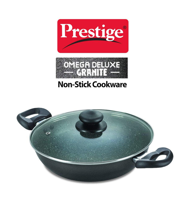 Prestige Omega Deluxe Granite Kadai | 3.25 L | Black