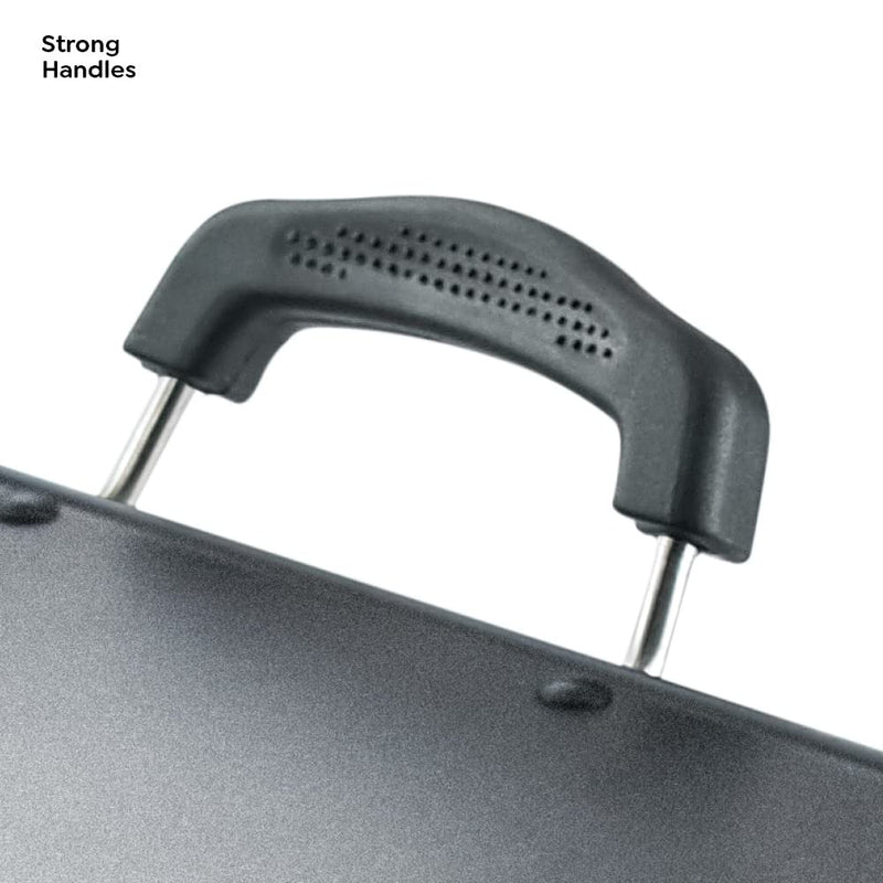 Prestige Aluminium Omega Select Plus, rückstandsfreie, antihaftbeschichtete, dicke quadratische Tawa, 30 cm, Schwarz 