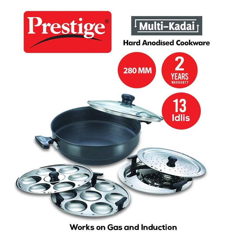 Prestige Harteloxiertes Multi Kadhai | 28 cm | Schwarz 