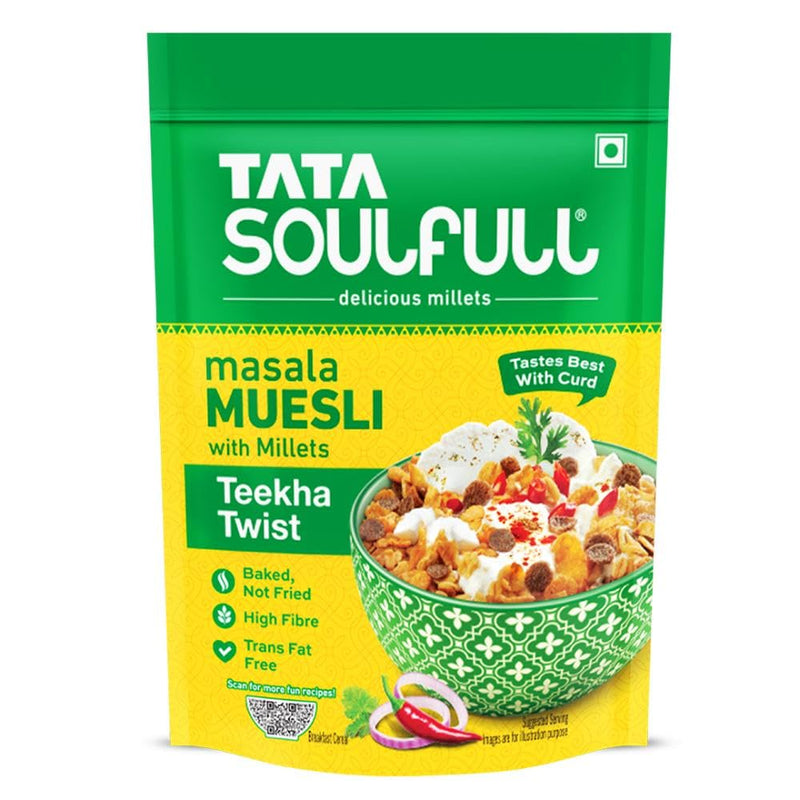 Tata Soulfull Masala Muesli Teekha Twist 500g High Fibre Trans Fat-Free Breakfast