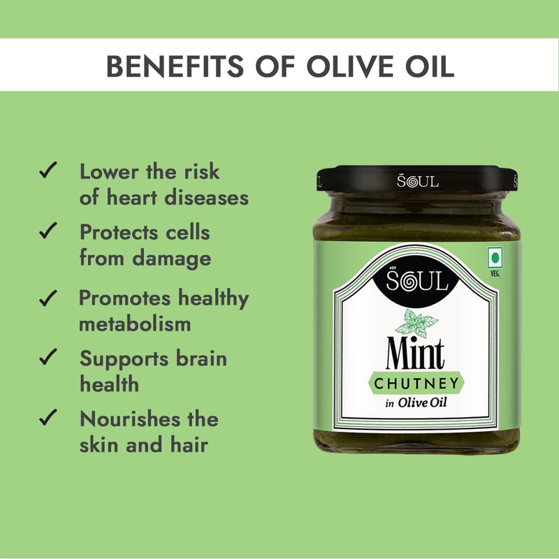 Soul Mint Chutney in Olive Oil 270 Grams - Refreshing Blend for Vibrant Flavors