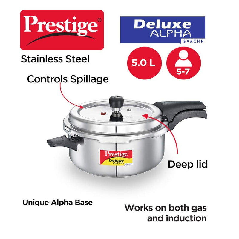 Prestige 5L Deluxe Alpha Svachh Stainless Steel Pressure Cooker