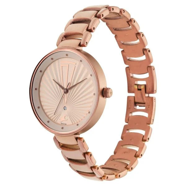 Fastrack Ruffles Quartz Analog with Date Beige Dial Stainless Steel Strap Watch for Girls