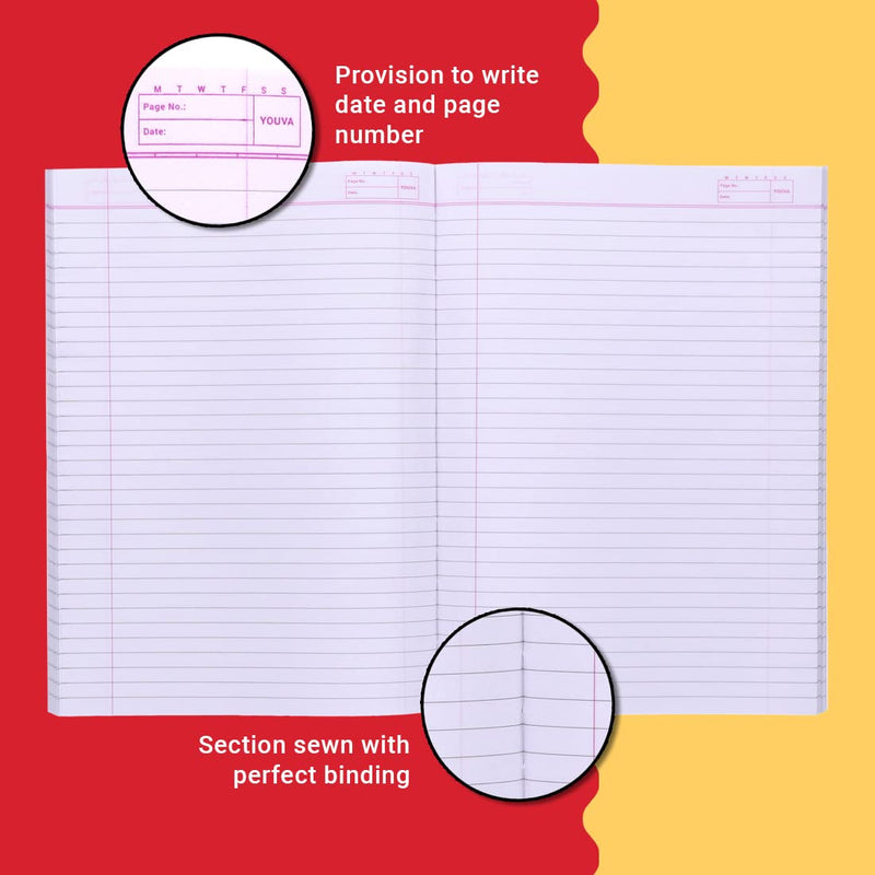 Navneet YOUVA Soft Bound Long Notebook - 388 Pages (Pack of 4)