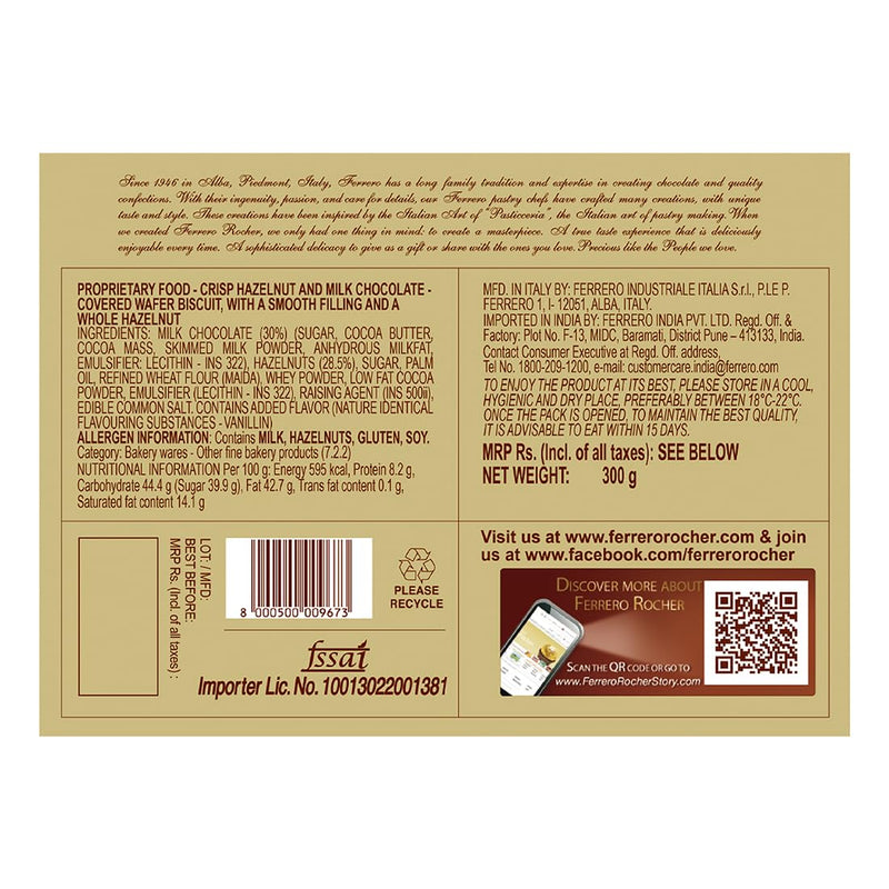 Ferrero rocher premium chocolates 24 pieces 300 grams