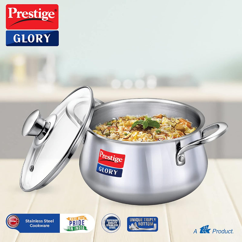 Prestige Glory Stainless Steel Handi(18cm,3L) with Glass Lid