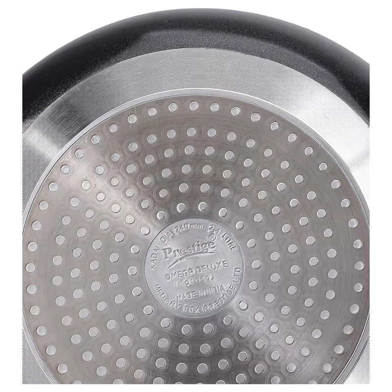 Prestige Omega Deluxe Granite Aluminium 3 Pcs Set- Tawa, Fry Pan & Kadai with 1 Glass Lid