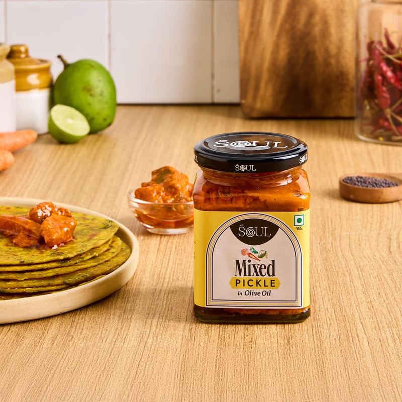 Soul Mixed Pickle in Olive Oil 275 Grams - A Diverse Fusion Infused with Premium Olive Oil