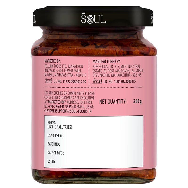 Soul Red Chilli Pickle in Olive Oil 265 Grams - A Fiery Fusion Infused with Premium Olive Oil