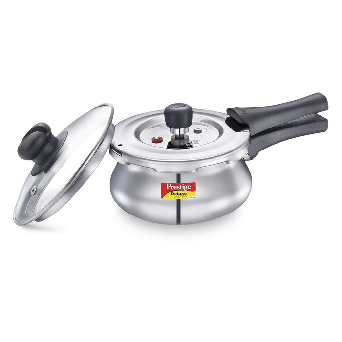 Prestige svachh popular spillage control stainless steel outer lid pressure cooker 1.5l silver