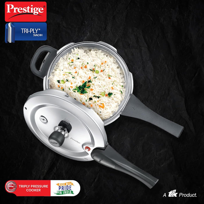 Prestige Stainless Steel Svachh Tri-Ply Handi Pressure Cooker 3 Litre, 3 Liter,Silver | Eachdaykart