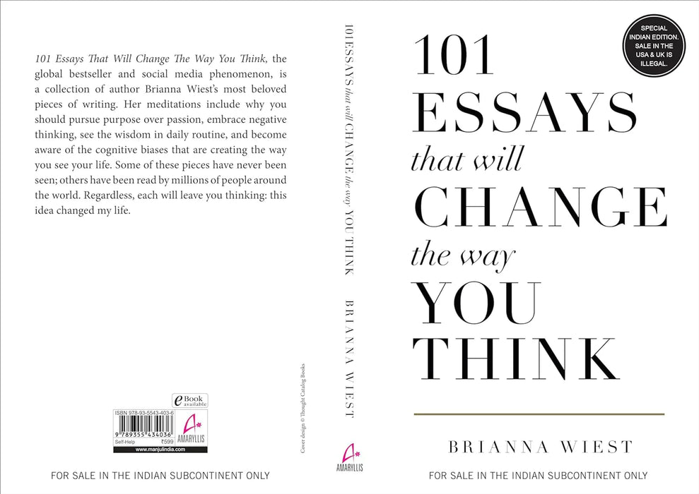 101 Essays That Will Change The Way You Think by Brianna Wiest in Paperback