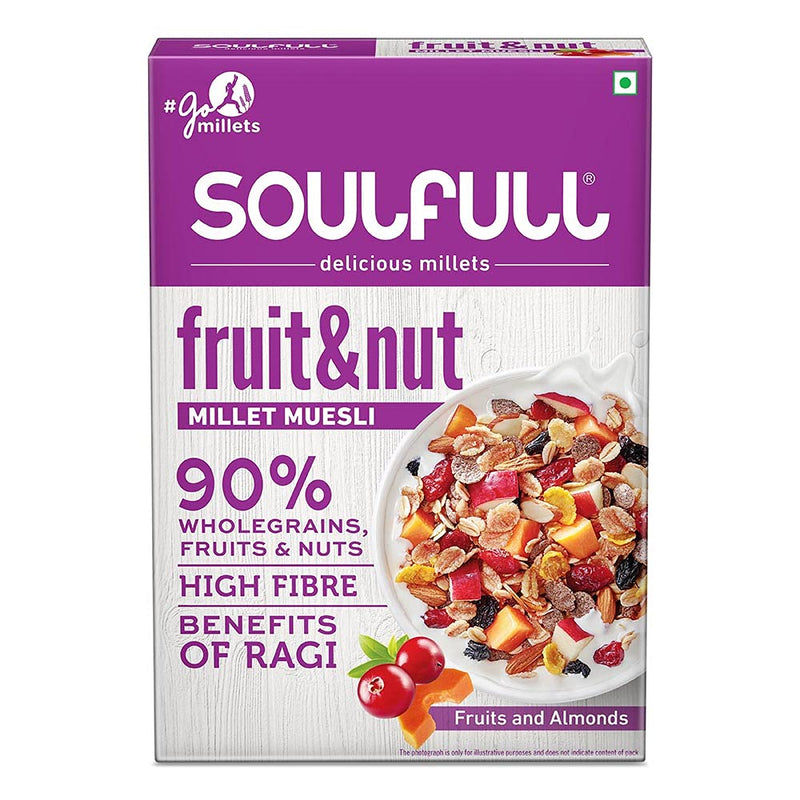 Tata Soulfull Millet Muesli Fruit & Nut, 90% Whole Grains, High Fibre & Protein, 700g/1kg