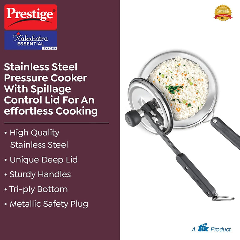 Prestige Nakshatra Essential 2L Stainless Steel Pressure Cooker