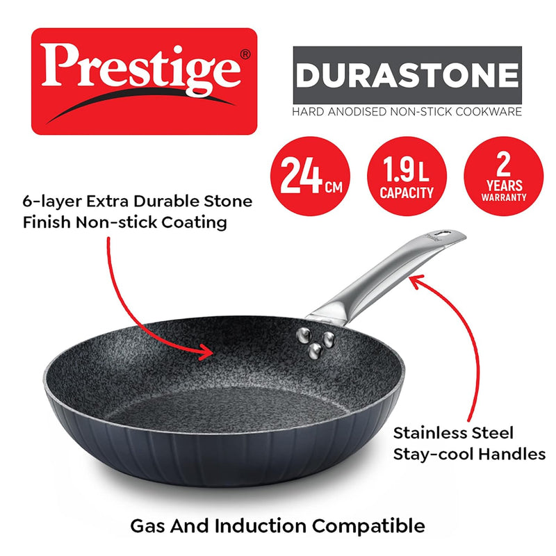 Prestige Durastone Hard Anodised 6 Layer Non-Stick Fry Pan 24 cm