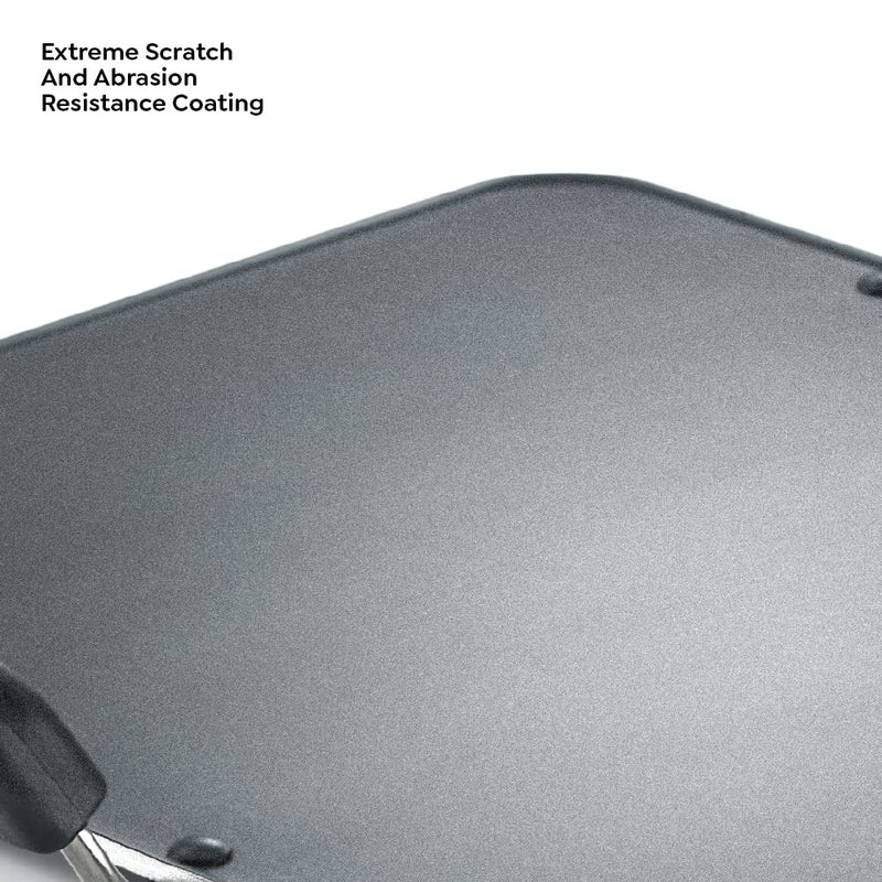 Prestige Aluminium Omega Select Plus, rückstandsfreie, antihaftbeschichtete, dicke quadratische Tawa, 30 cm, Schwarz 