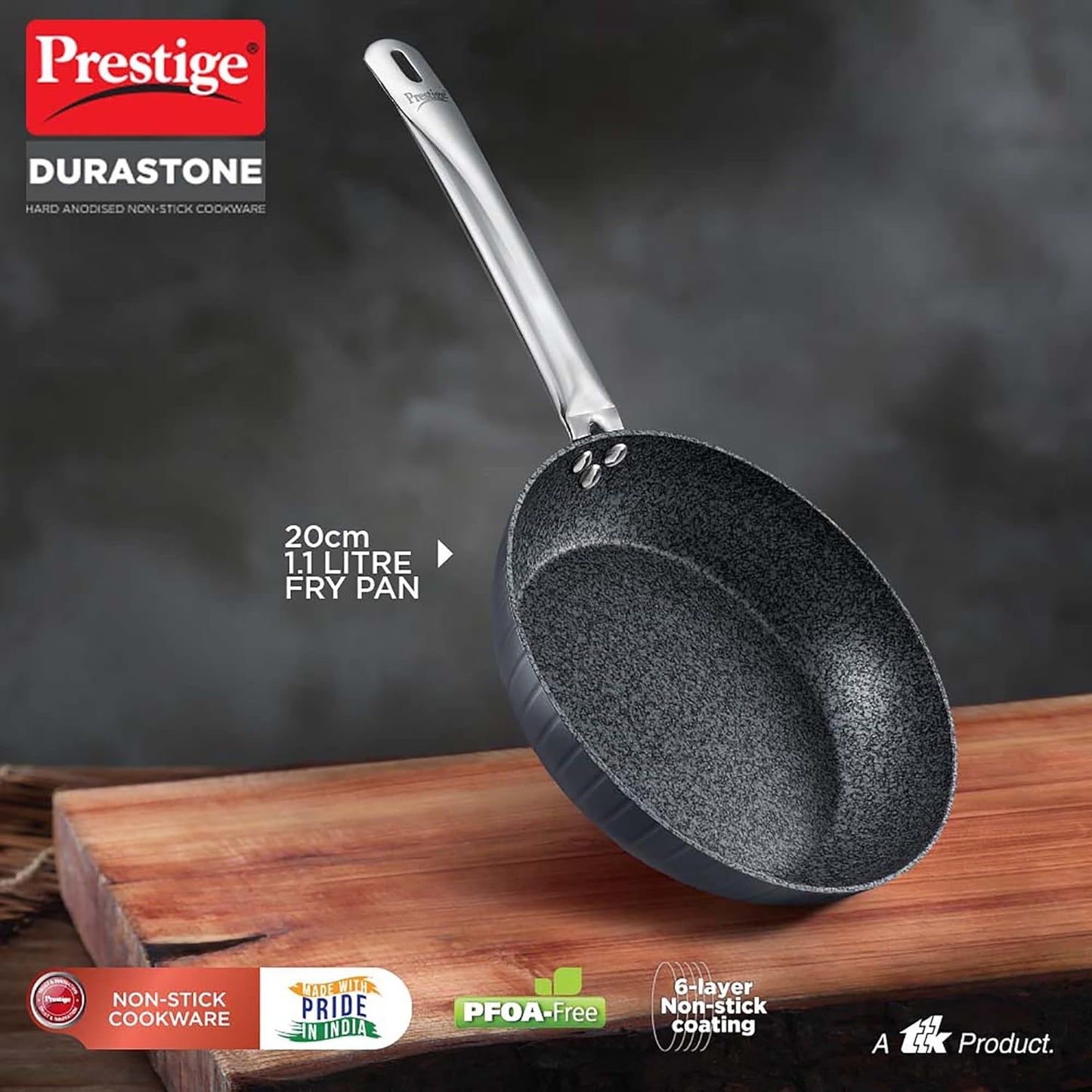 Prestige Durastone 20Cm(1.1L) Hard Anodised Non-Stick Fry Pan