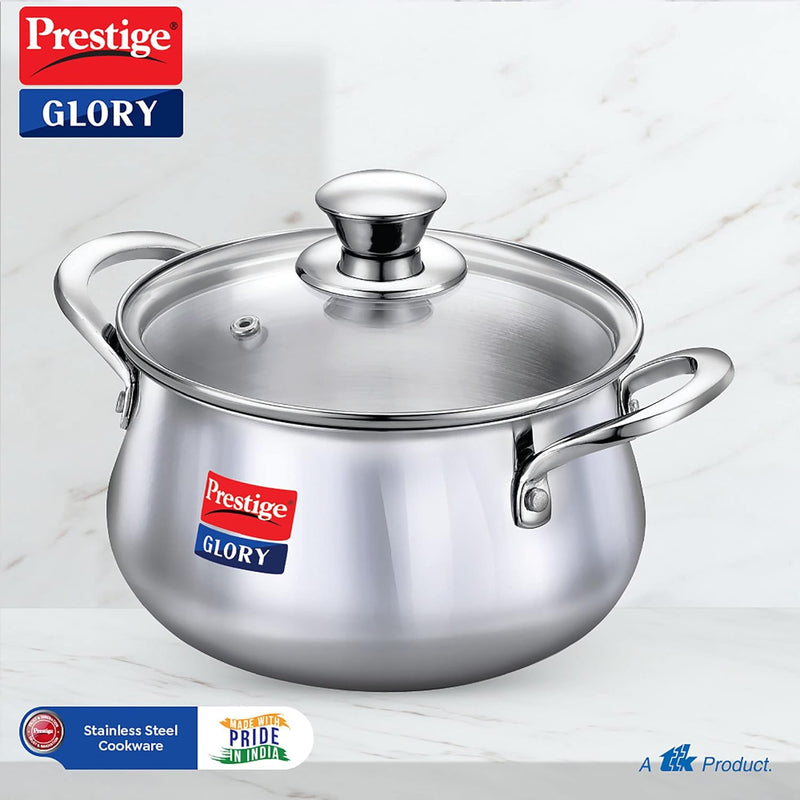 Prestige Glory Stainless Steel Handi(18cm,3L) with Glass Lid