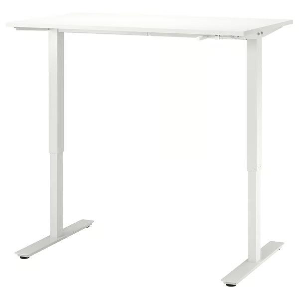 IKEA TROTTEN Desk sit/stand, beige/white, 120x70 cm (47 1/4x27 1/2 ")