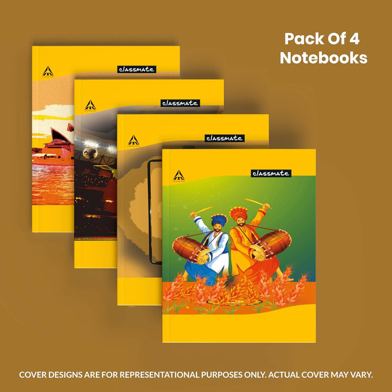 Classmate Longbook - Single Line, 344 Pages, 297mm x 210mm, Pack of 4 Visit the Classmate Store