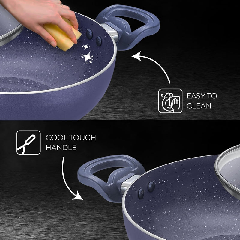 Prestige Ceraglide Ceramic Coated 3L(24cm) Non-Stick Kadai with Glass lid