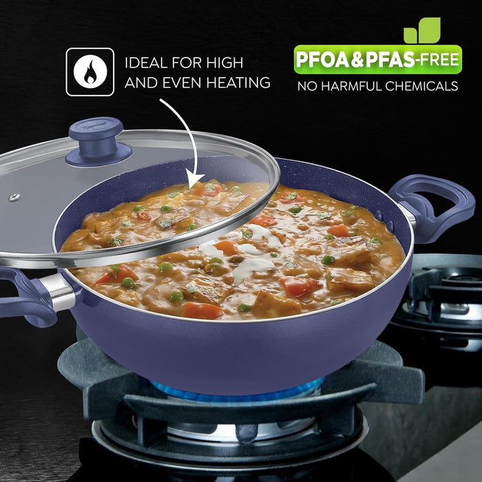 Prestige Ceraglide Ceramic Coated 5L(30cm) Non-Stick Kadai with Glass lid