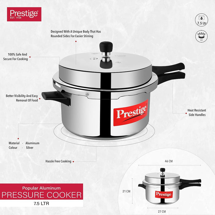 Prestige 7.5 Litres Popular Outer Lid Aluminium Pressure Cooker