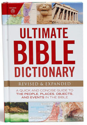 Book titled 'Ultimate Bible Dictionary' on a white background