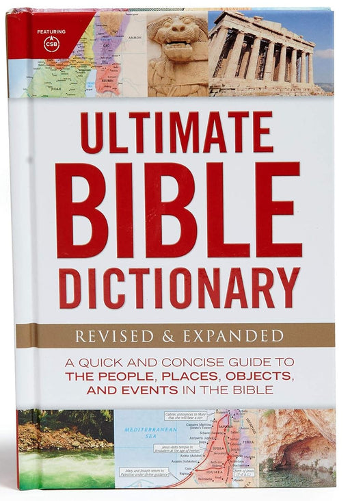 Book titled 'Ultimate Bible Dictionary' on a white background