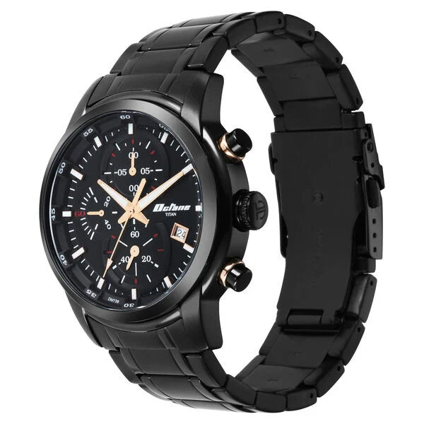 Titan Octane Black Dial Chronograph Watch for Men