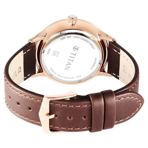 Titan Black Dial World Time with Date Stainless Steel Strap Watch for Men