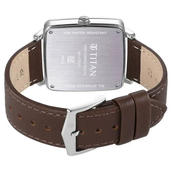 Titan Avant Garde Quartz Multifunction Silver Dial Leather Strap Watch for Men