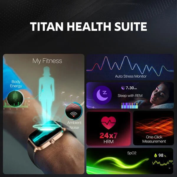 Titan Traveller with 4.52 cm AMOLED Display, BT Calling, India's First FitVerse Smartwatch with Brown Leather Strap