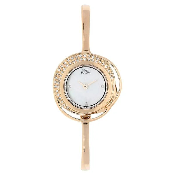 Titan Raga Mother of Pearl Dial Women Watch With Metal Strap