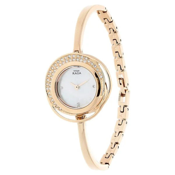 Titan Raga Mother of Pearl Dial Women Watch With Metal Strap