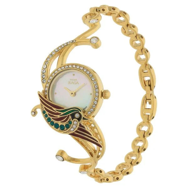 Titan Raga Garden Of Eden Mother of Pearl Dial Women Watch With Metal Strap
