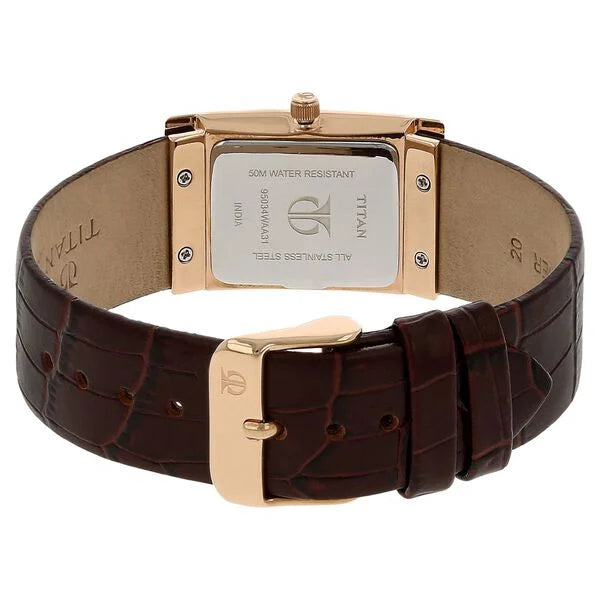 Titan Quartz Analog Brown Dial Leather Strap Watch for Women