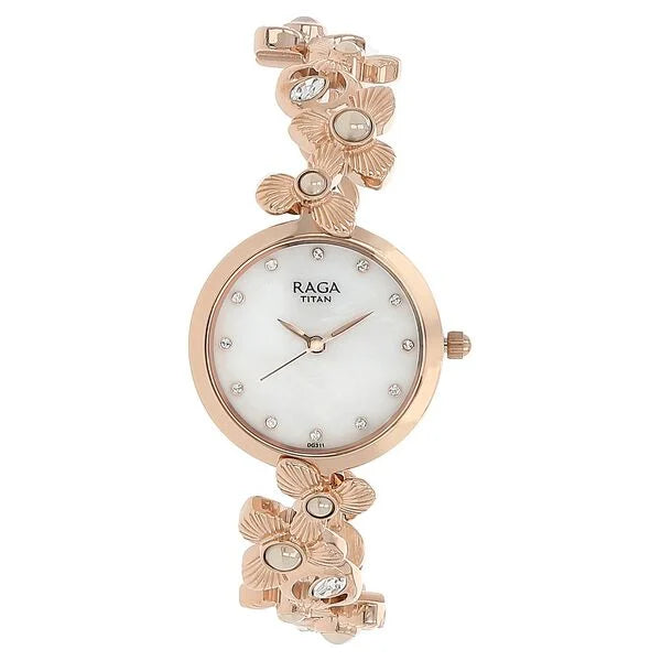 Titan Raga Aurora Mother of Pearl Dial Women Watch With Metal Strap