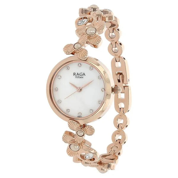 Titan Raga Aurora Mother of Pearl Dial Women Watch With Metal Strap