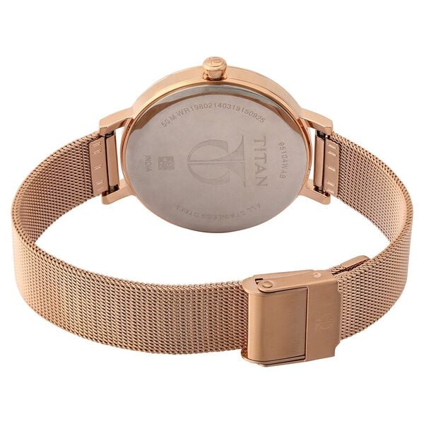 Titan women's pop pink dial analog stainless steel strap watch