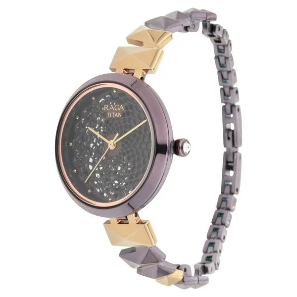 Titan Raga Facets Brown Dial Analog Stainless Steel Strap watch for Women