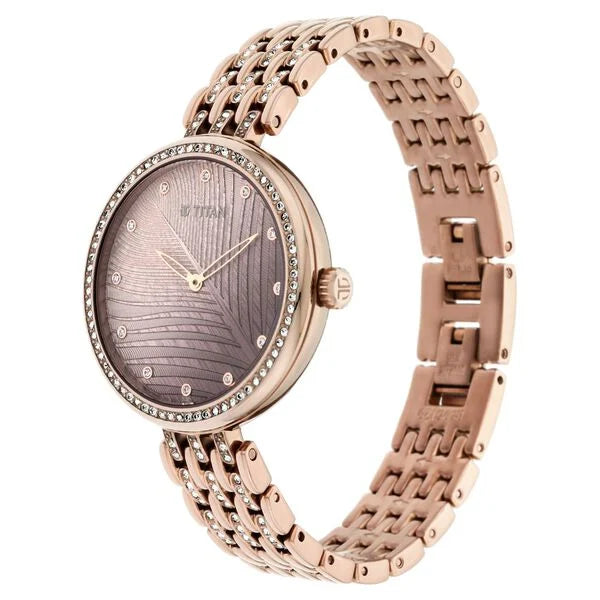 Titan Animalia Brown Dial Analog Stainless Steel Strap watch for Women