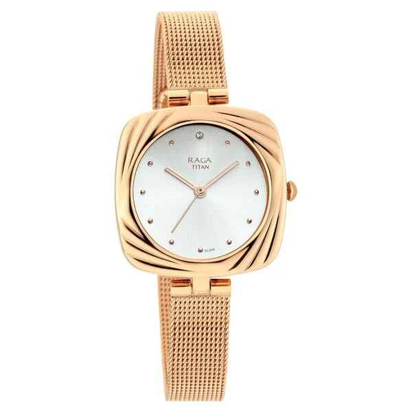 Titan Raga Moments Of Joy Silver Dial Women Watch With Metal Strap