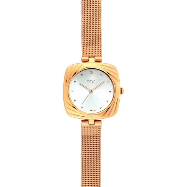 Titan Raga Moments Of Joy Silver Dial Women Watch With Metal Strap